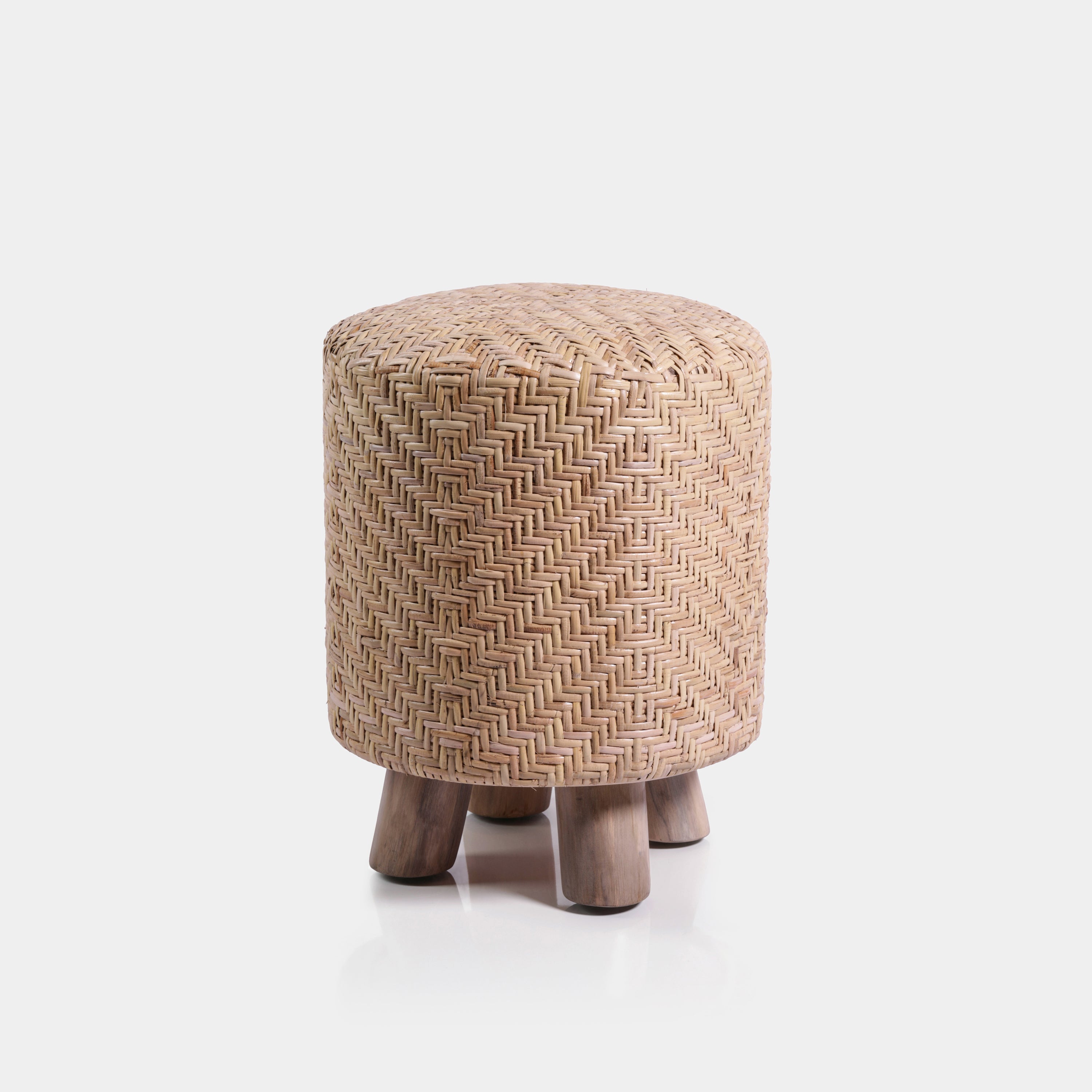 Image of Elia Rattan and Teakwood Stool