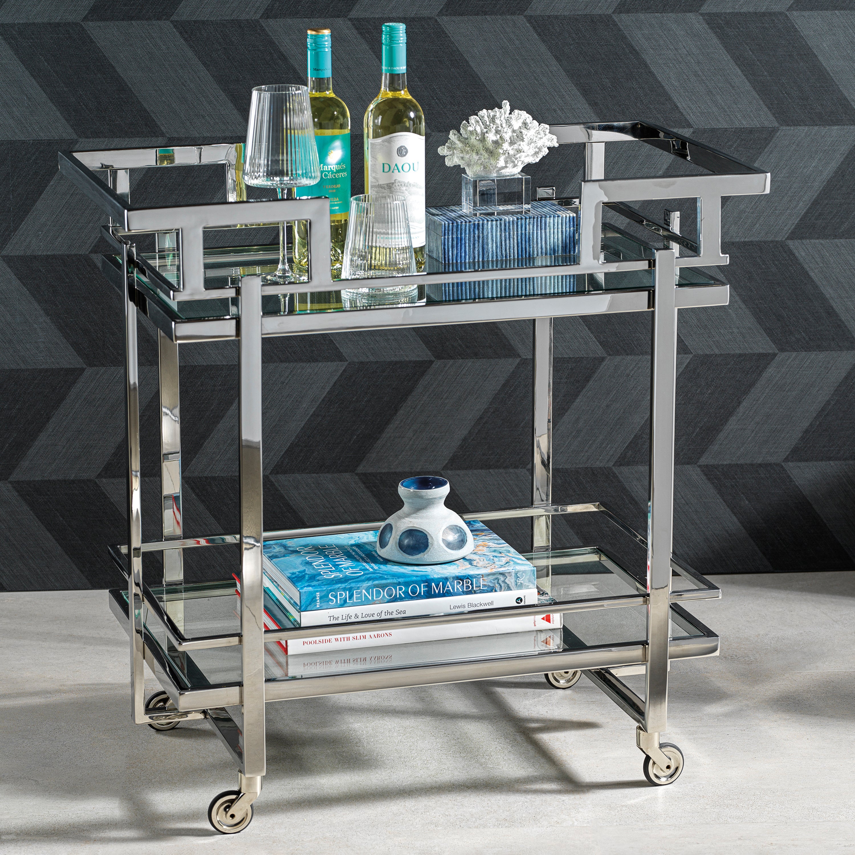 Image of Harry's Polished Steel Bar Cart