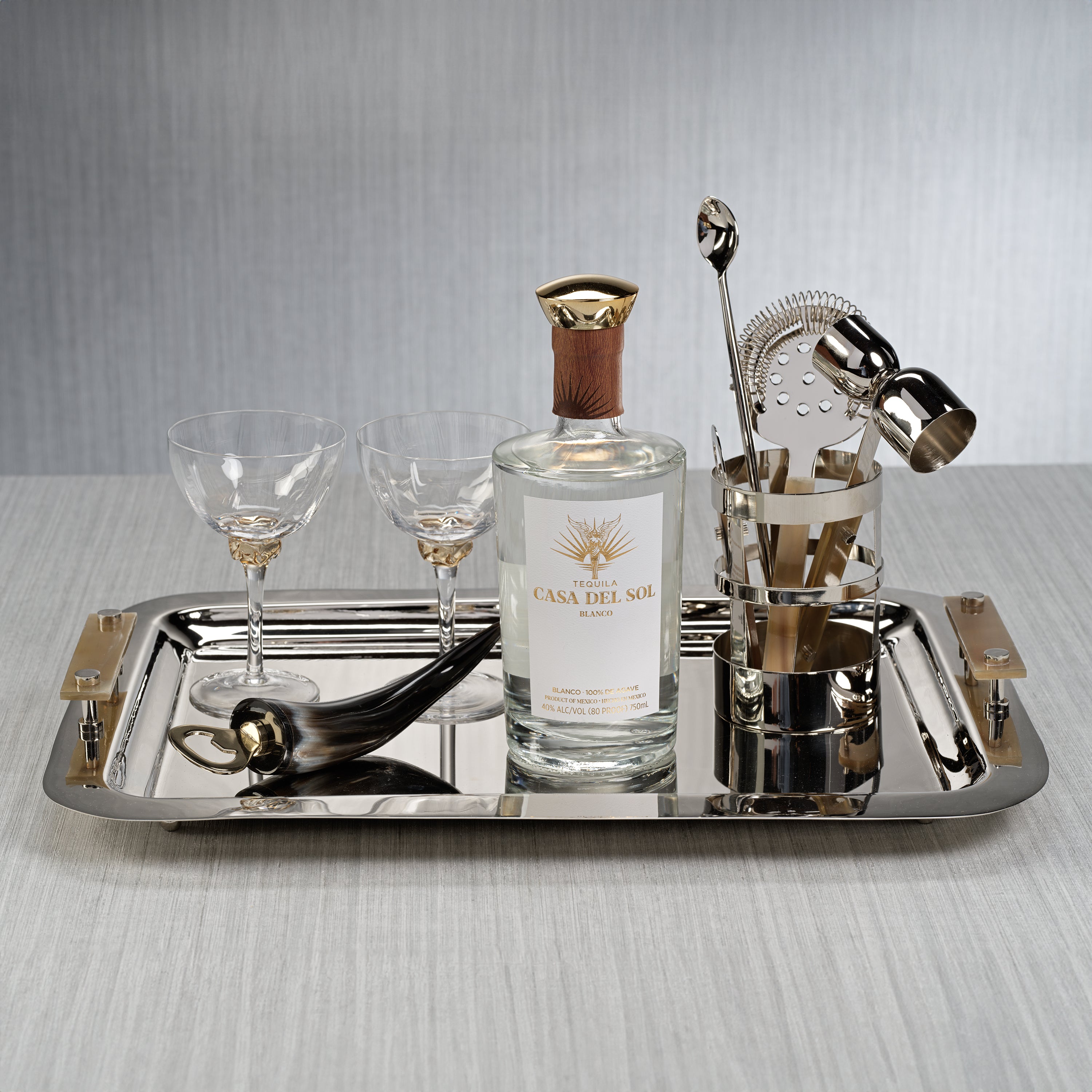 Image of The Berkeley Serving Tray with Horn Handles